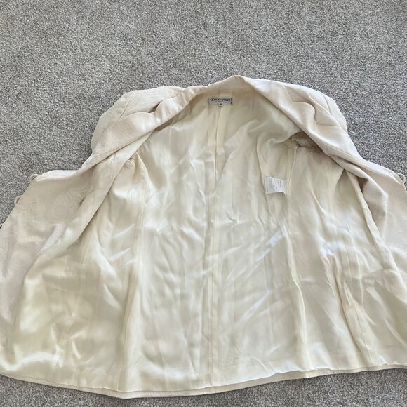 Giorgio Armani Vintage Silk Cream Elegant Floral Jacquard Fabric Blazer Medium - Picture 7 of 13